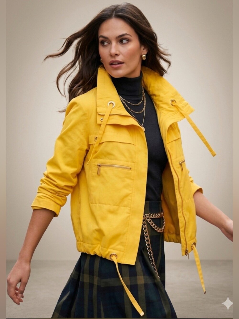 Nine West Vintage Retro Spring Fall Jacket / Sz M / Bright mustard yellow
